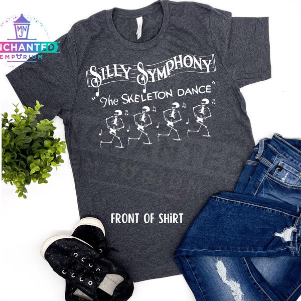 Silly Symphony Skeleton Dance Disney Geïnspireerd Voorkant van Shirt Disneyland Disney World Shirt