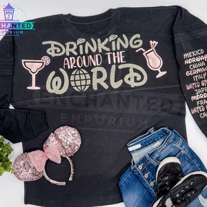 Drinking Around the World Epcot World Showcase Food and Wine Festival Disney Inspired Jersey Shirt Disneyland Disney World Jersey Shirt