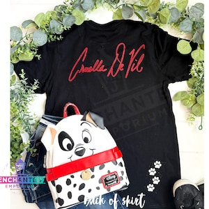 Camiseta de Cruella de Vil / Camiseta con brillo de villano de Disney / Camiseta dálmata / Camiseta inspirada en la firma de Cruella de Villainbound, Disneyland y Disney World imagen 1