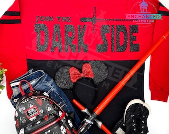 Join the Dark Side Star Wars Land Darth Vader Kylo Ren Inspired Jersey shirt, Dark Side Lightsaber and helmet Galaxys Edge Jersey shirt