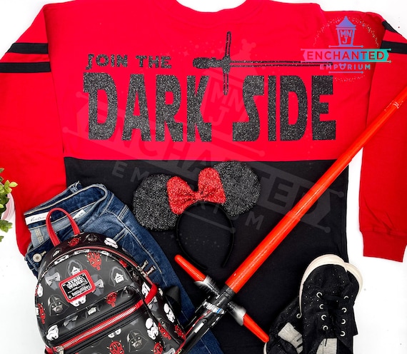 Join the Dark Side Star Wars Land Darth Vader Kylo Ren Inspired Jersey shirt, Dark Side Lightsaber and helmet Galaxys Edge Jersey shirt