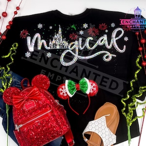 Disney Christmas Magical Holographic Inspired Jersey Shirt, Disneyland Disney World Christmas Holiday Jersey Shirt