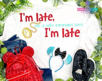White Rabbit Alice in Wonderland Inspired Disney Inspired Jersey Shirt Disneyland Disney World Jersey Shirt
