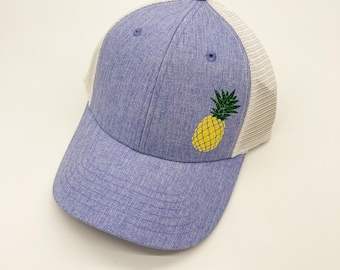 Pineapple Trucker Hat, Pineapple Hat, Cute Pineapple Hat, Youth Adult Women Pineapple Aloha Trucker Hat, Glitter Pineapple Trucker Hat