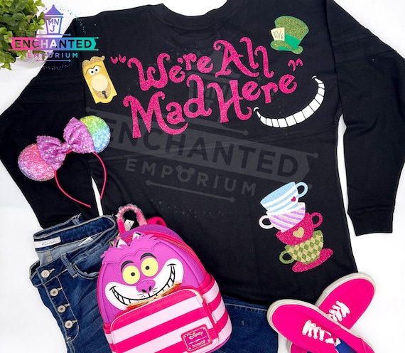 We're All Mad Here Pink Hat Alice In Wonderland Tee Shirt We're All Mad Here Pink Hat Alice In Wonderland Tee Shirt