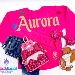 Princess Aurora Sleeping Beauty Three Fairies Inspired Disney Princess Jersey Shirt, Princess Aurora Crown and Spinning Wheel Jersey Shirt