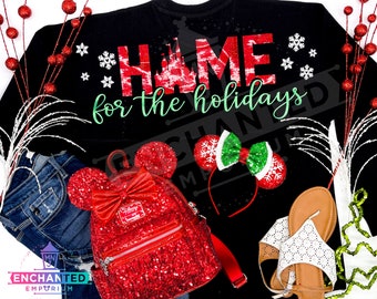 Home for the Holidays Disney Christmas Inspired Jersey Shirt, Disneyland Disney World Christmas Holiday Jersey Shirt