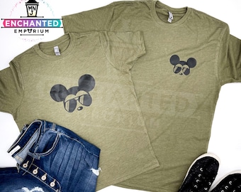 Mickey-zonnebril Disneyland Disney World Disney Parks-shirt, Disney vader en zoon heren Mickey-zonnebrilshirt, papa en ik Mickey-shirt
