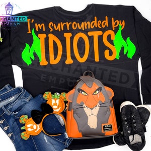 Scar I&#39;m Surrounded by Idiots Disney Lion King Inspired Disney Halloween Villain Jersey Shirt Disneyland Disney World Jersey Shirt