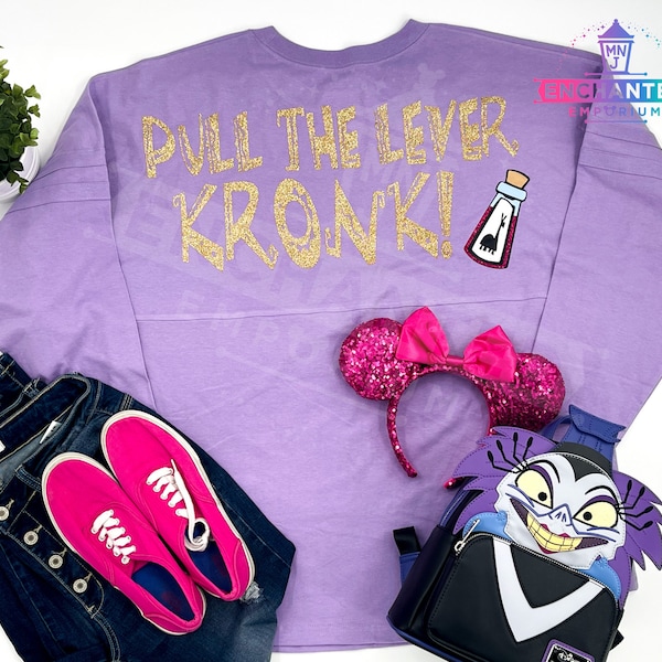 Yzma en Kronk trekken aan de hendel Emperor's New Groove Disney geïnspireerd jersey shirt Disneyland Disney World jersey shirt