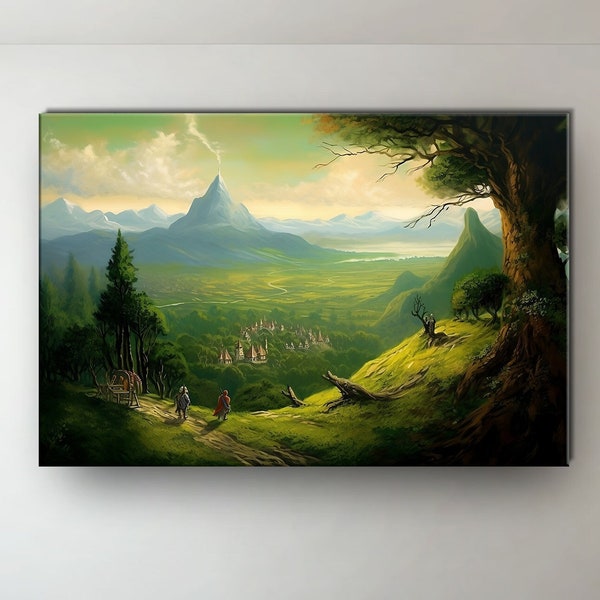 Herr der Ringe Hobbit Weg Oil Painting Design Canvas Print Fan Art Poster Wall Art