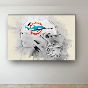 Miami Dolphins NFL Helmet Oil Paint Design Canvas Art Gift For Miami Dolphins FANS