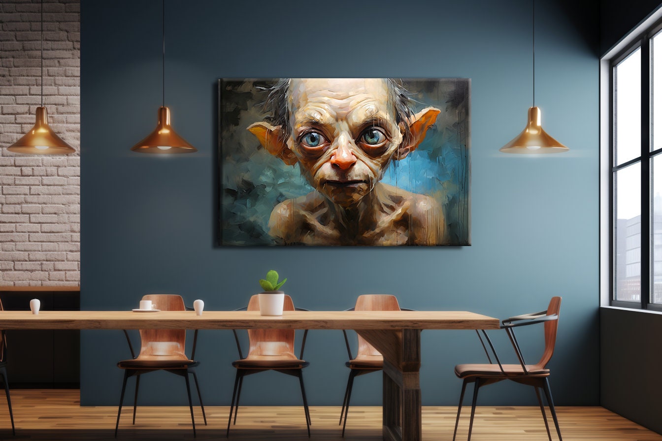 The Lord of the Rings Gollum Portrait Fan Art Oil Paint Design Canvas ...