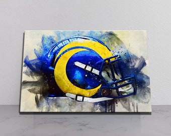 ロサンゼルス・ラムズのヘルメットキャンバスアート：NFLフットボール