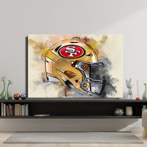 San Francisco 49ers  NFL Helmet Oil Paint Design Canvas Art Gift For San Francisco 49ers  FANS