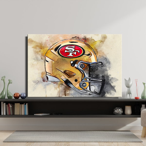 San Francisco 49ers NFL Helm Ölfarbe Design Leinwand Kunst Geschenk für San Francisco 49ers FANS
