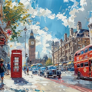 London City "City of London" View Gift Oil Painting Design Landscape Canvas Print Poster Home Decor Wall Art, Gift for Home decor