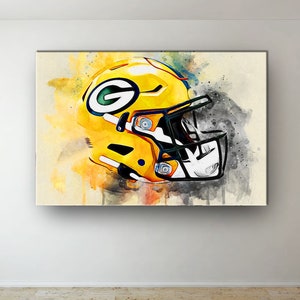 Green Bay Packers NFL Helmet Oil Paint Design Canvas Art Gift For Green Bay Packers FANS