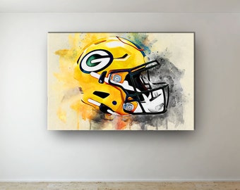 Green Bay Packers NFL Helmet Oil Paint Design Canvas Art Gift For Green Bay Packers FANS