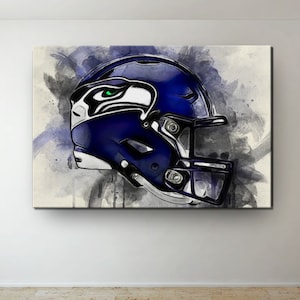 Seattle Seahawks NFL Helmet Oil Paint Design Canvas Art Gift  For Seattle Seahawks FANS