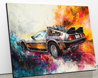 Delorean canvasafdruk: terug naar de toekomst fanart