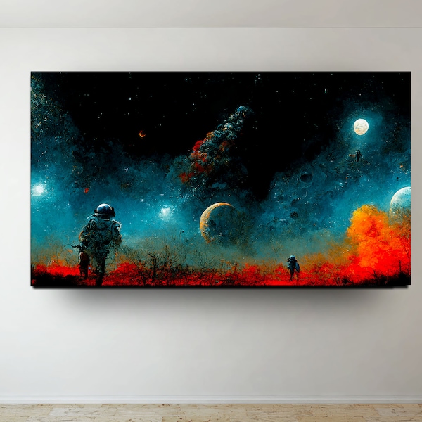 Astronaut at the edge of space, Space Oil Paint, Space Art, Fantasy Sci-fi wall decor Home decor