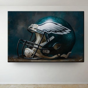 Casco NFL Philadelphia Eagles Midnight Green V2, dipinto a olio su tela, regalo per i tifosi dei Philadelphia Eagles