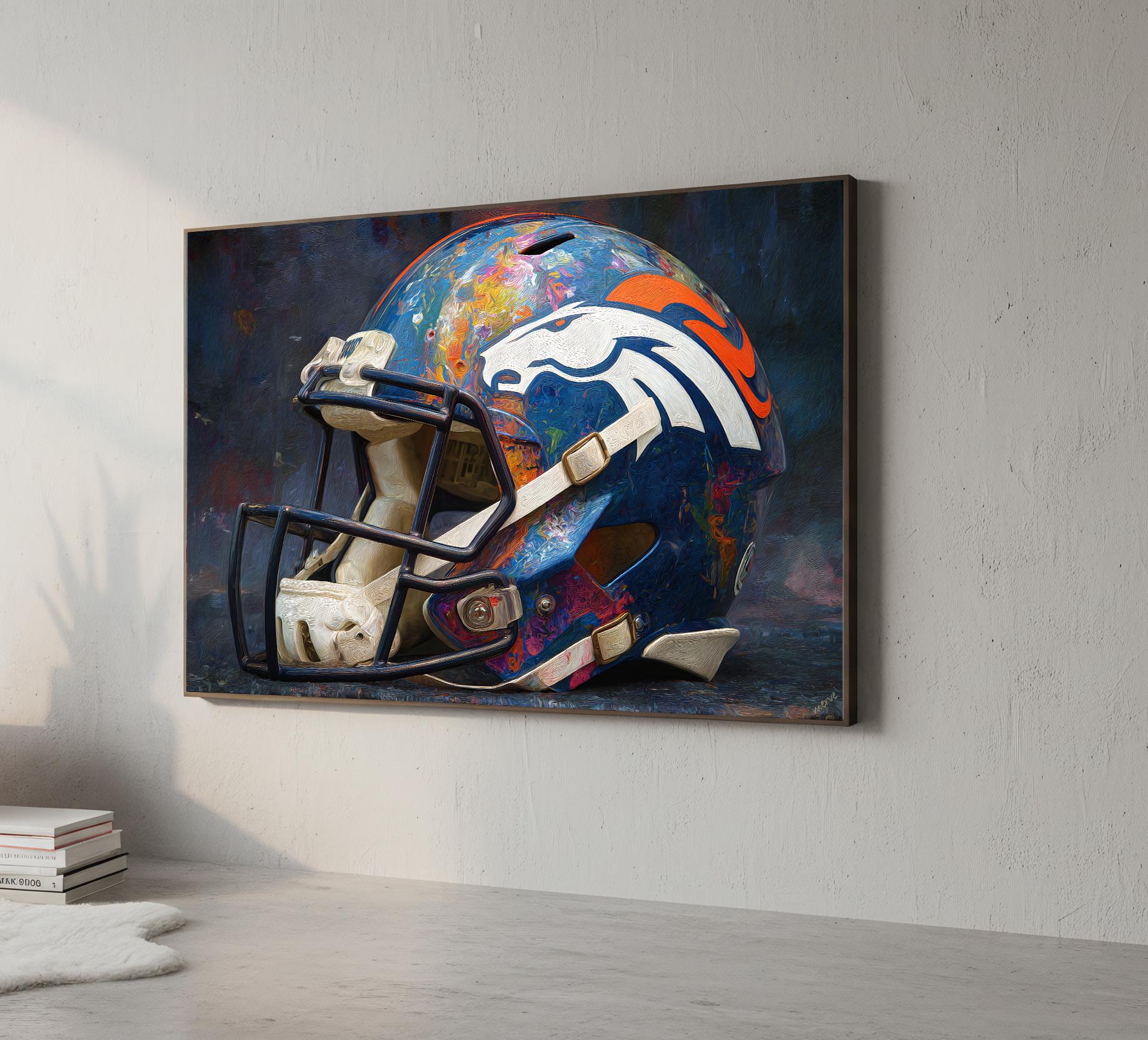 デンバー・ブロンコス ヘルメット 油絵デザイン キャンバスプリント