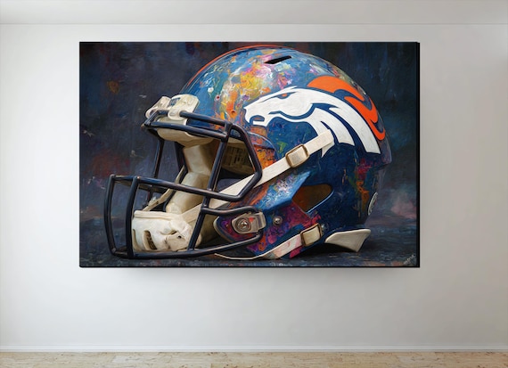 デンバー・ブロンコス ヘルメット 油絵デザイン キャンバスプリント