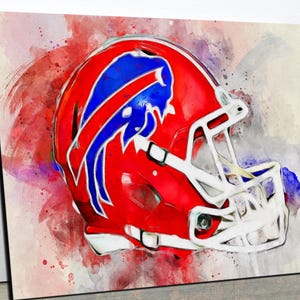 Buffalo Bills NFL Red Helmet Oil Paint Design Canvas Print Poster Art Gift For Buffalo Bills FANS