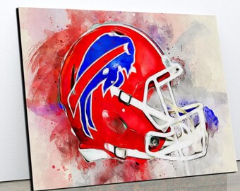 Buffalo Bills Canvas Print: Red Helmet Oil Paint Design
