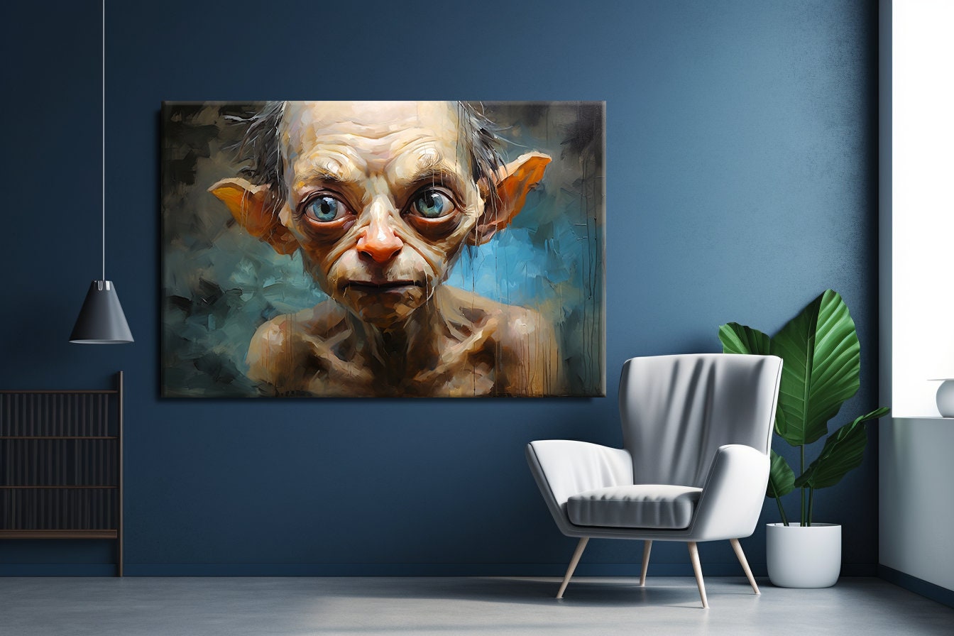 The Lord of the Rings Gollum Portrait Fan Art Oil Paint Design Canvas ...