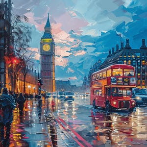 London City View Oil Painting Design Landscape Canvas Print Poster Home Decor Wall Art, Gift for Home decor