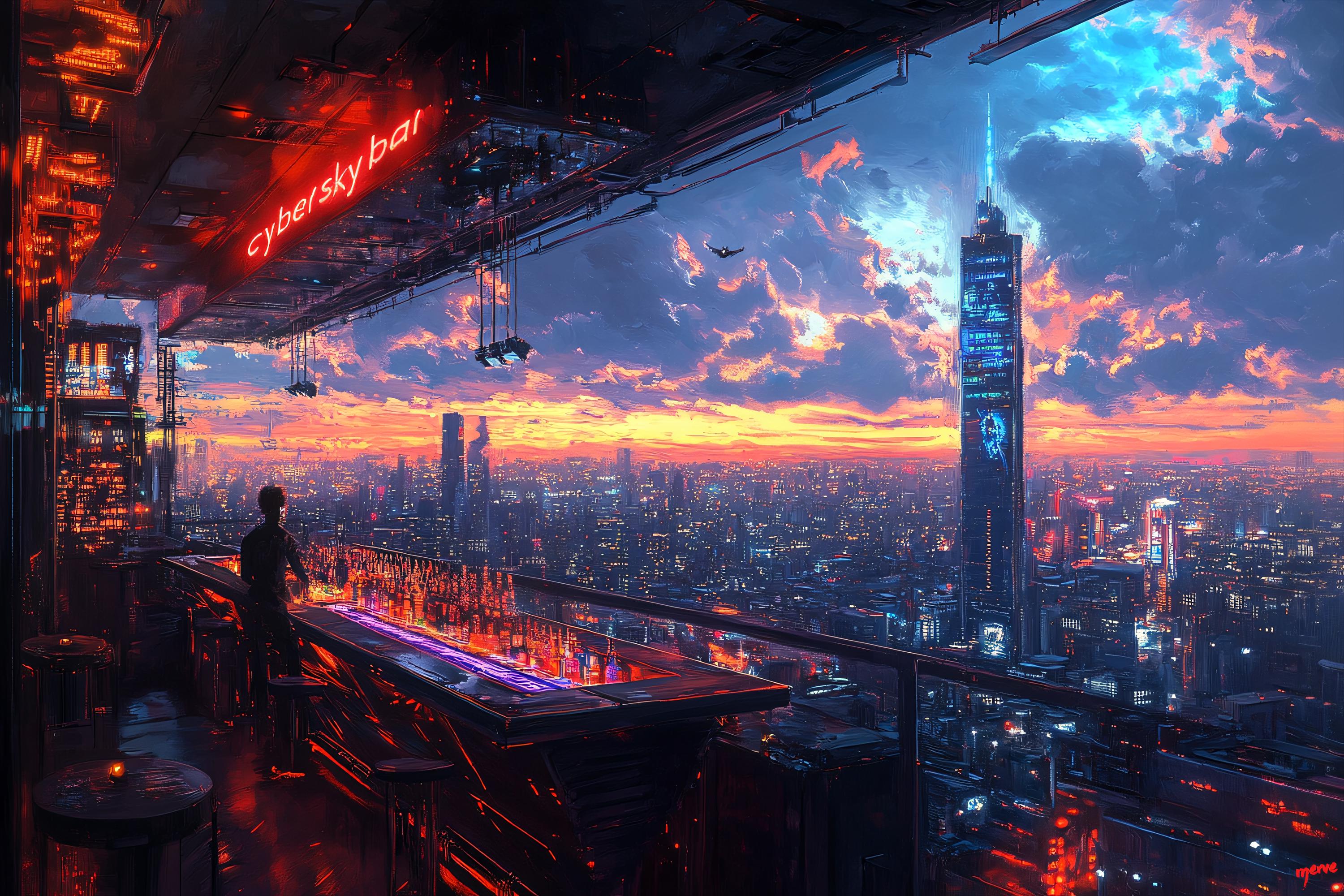 Cyberpunk Night City Landscape 