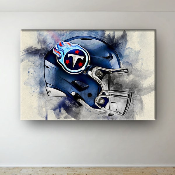 Tennessee Titans NFL Helmet Oil Paint Design Canvas Art Gift  For Tennessee Titans FANS