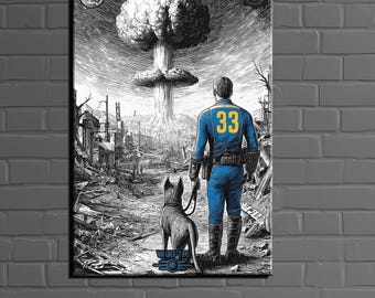 Fallout Retro Vault Tec Advertising poster Fan Art Canvas Print Gaming Poster