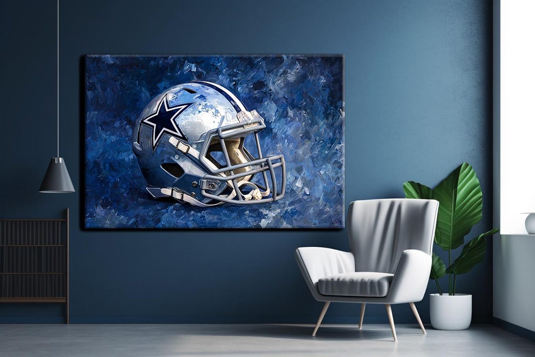 dallas cowboys helmet in stadium football canvas wall art Dallas Cowboys Helmet Canvas Art: NFL Football Fan Gift