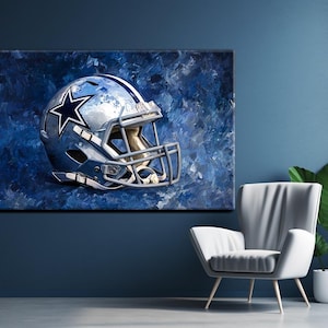 Dallas Cowboys NFL Helmet Oil Paint V2 Design Canvas Art Gift For Dallas Cowboys FANS
