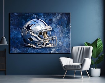 Dallas Cowboys Helmet Canvas Art: NFL Football Fan Gift