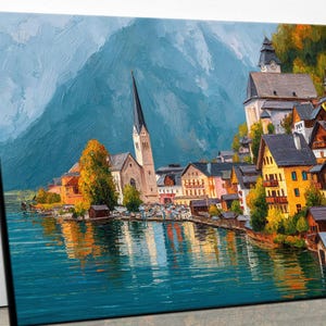 Dreamy Hallstatt View: Landscape Canvas Print - Home Decor Wall Art