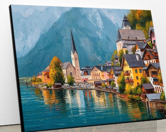 Dreamy Hallstatt View: Landscape Canvas Print - Home Decor Wall Art