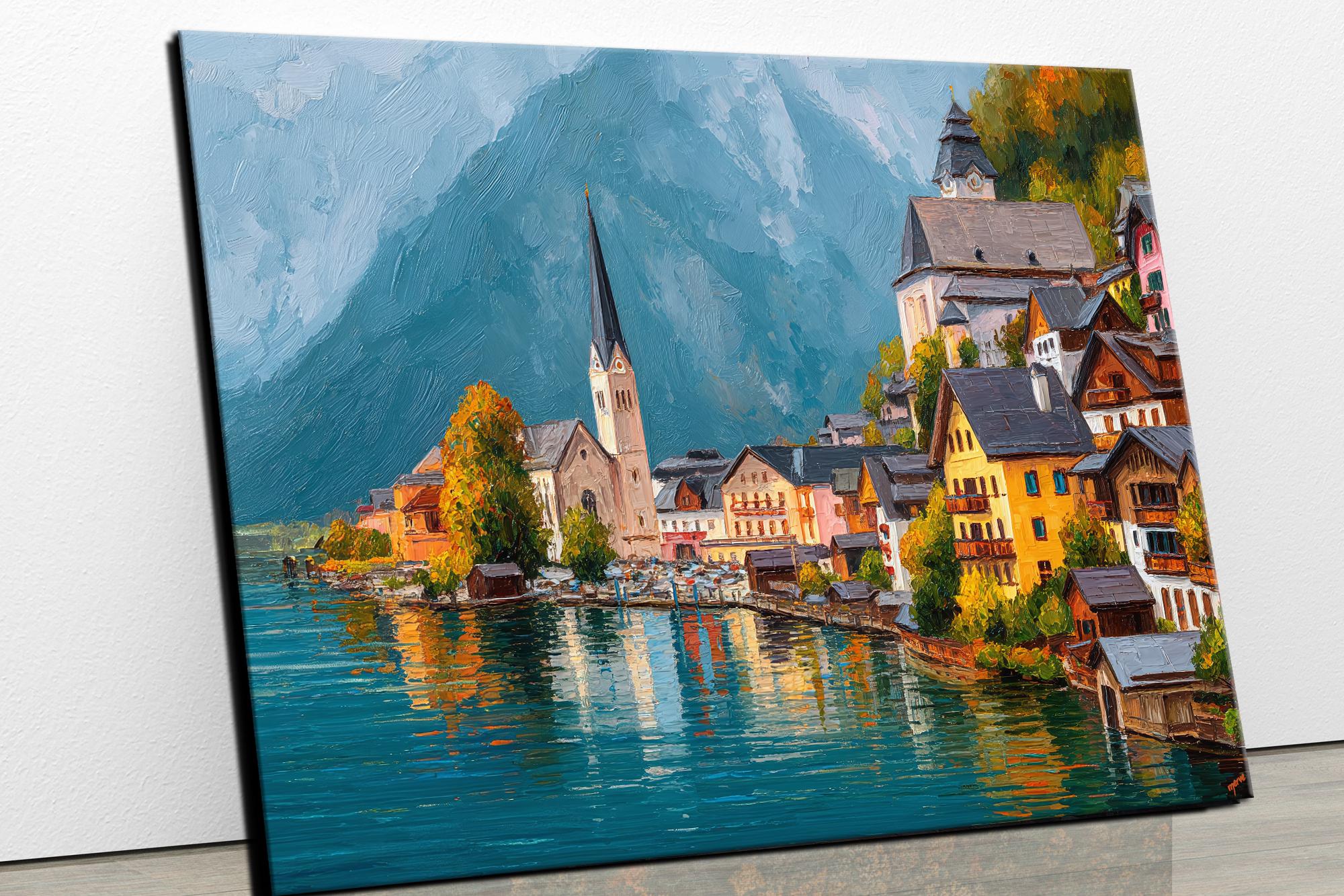 Dreamy Hallstatt View: Landscape Canvas Print - Home Decor Wall