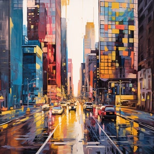 New York City &quot;The NYC&quot;  Oil Painting Design City Landscape Canvas Print Poster Home Decor Wall Art, Gift for home decor