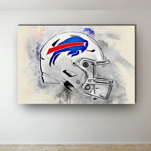 Buffalo Bills NFL Helmet Oil Paint Design Canvas Art Gift For Buffalo Bills FANS