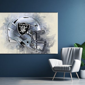 Las Vegas Raiders NFL Helmet Oil Paint Design Canvas Art Gift For Las Vegas Raiders FANS
