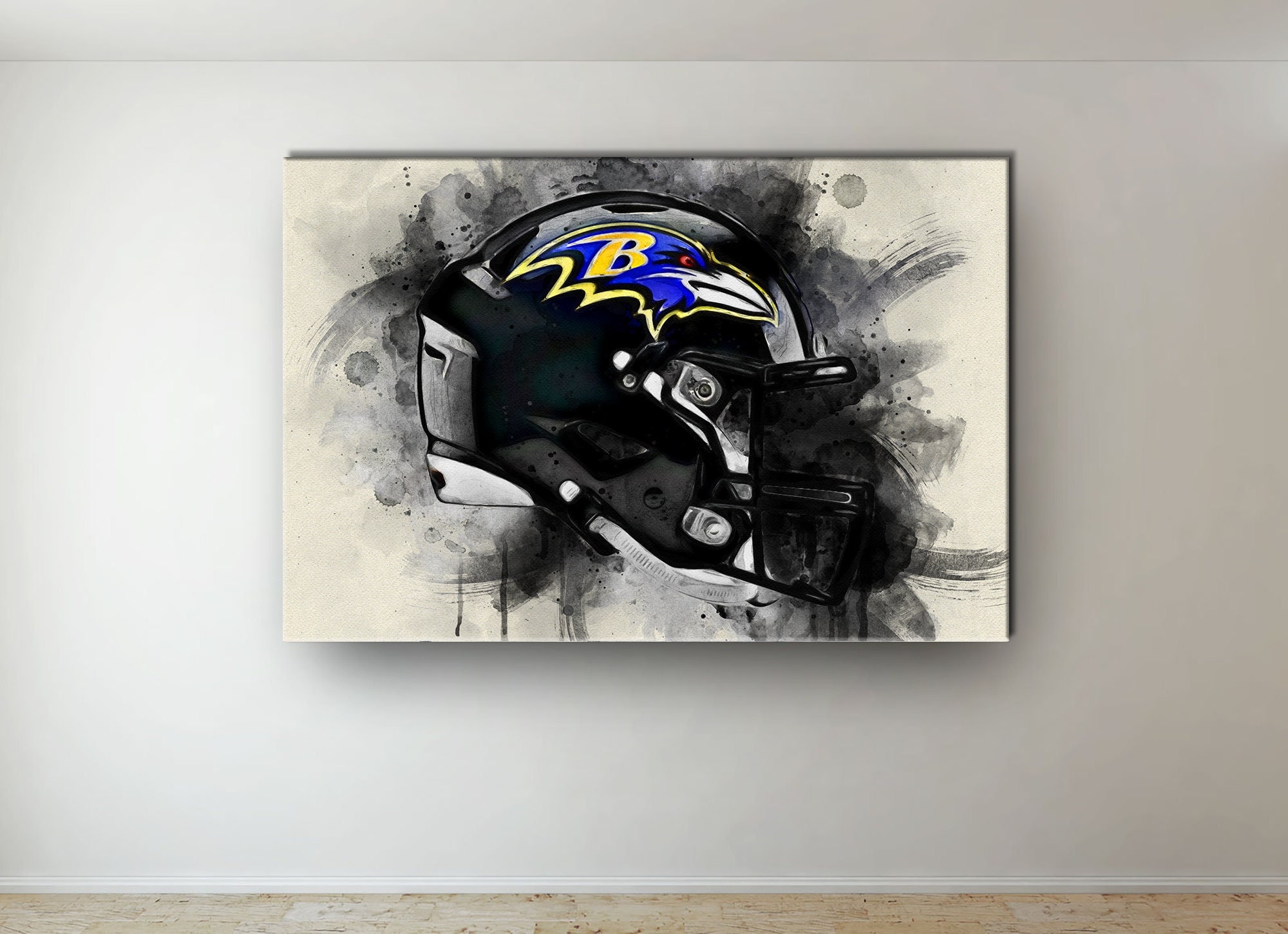 Baltimore Ravens Helmet Canvas Art: NFL Football Fan Gift