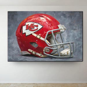 Kansas City Chiefs NFL Helmet Oil Paint V2 Design Canvas Art Gift For Kansas City Chiefs FANS