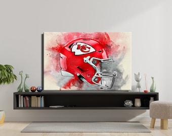 Kansas City Chiefs NFL Helmet Oil Paint Design Canvas Art Gift For Kansas City Chiefs FANS