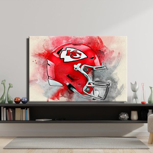 Casque NFL des Chiefs de Kansas City, peinture à l'huile sur toile, cadeau pour les fans des Chiefs de Kansas City