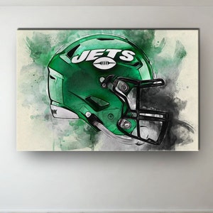 New York Jets NFL Helmet Oil Paint Design Canvas Art Gift  For New York Jets FANS